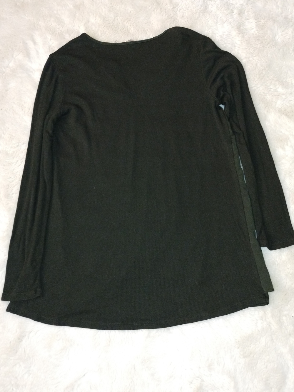 Soft Surroundings Dark Olive Long-Sleeve Notch Neck Tunic - Picture 2 of 7